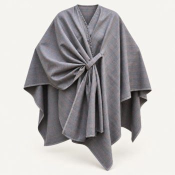Capa de sarga cuadrillé gris, azul y blanco