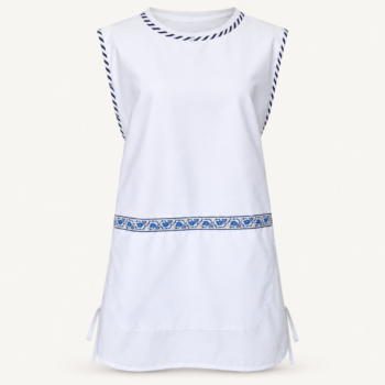 Poncho docente blanco con tiras para entallar