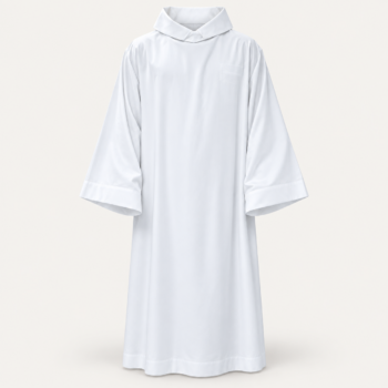 Alba casulla con cuello volcado doble Arciel de INTA blanca